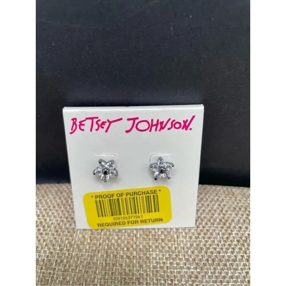 New Betsey Johnson Rhinestone Flowers Post Earrings Gift Collectors Sparkle